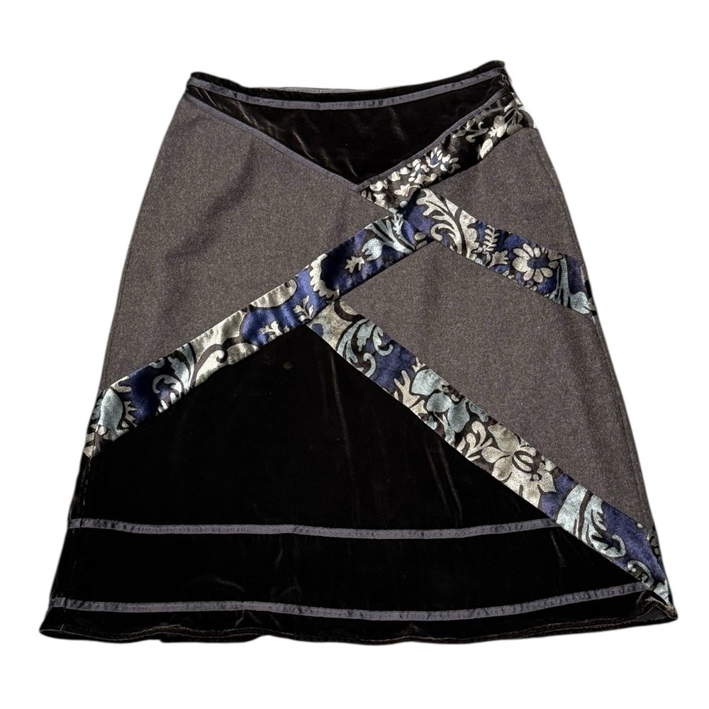 Y2K Limited Whimsigoth Dark Academia A-Line Skirt Brocade Patchwork Velvet 12